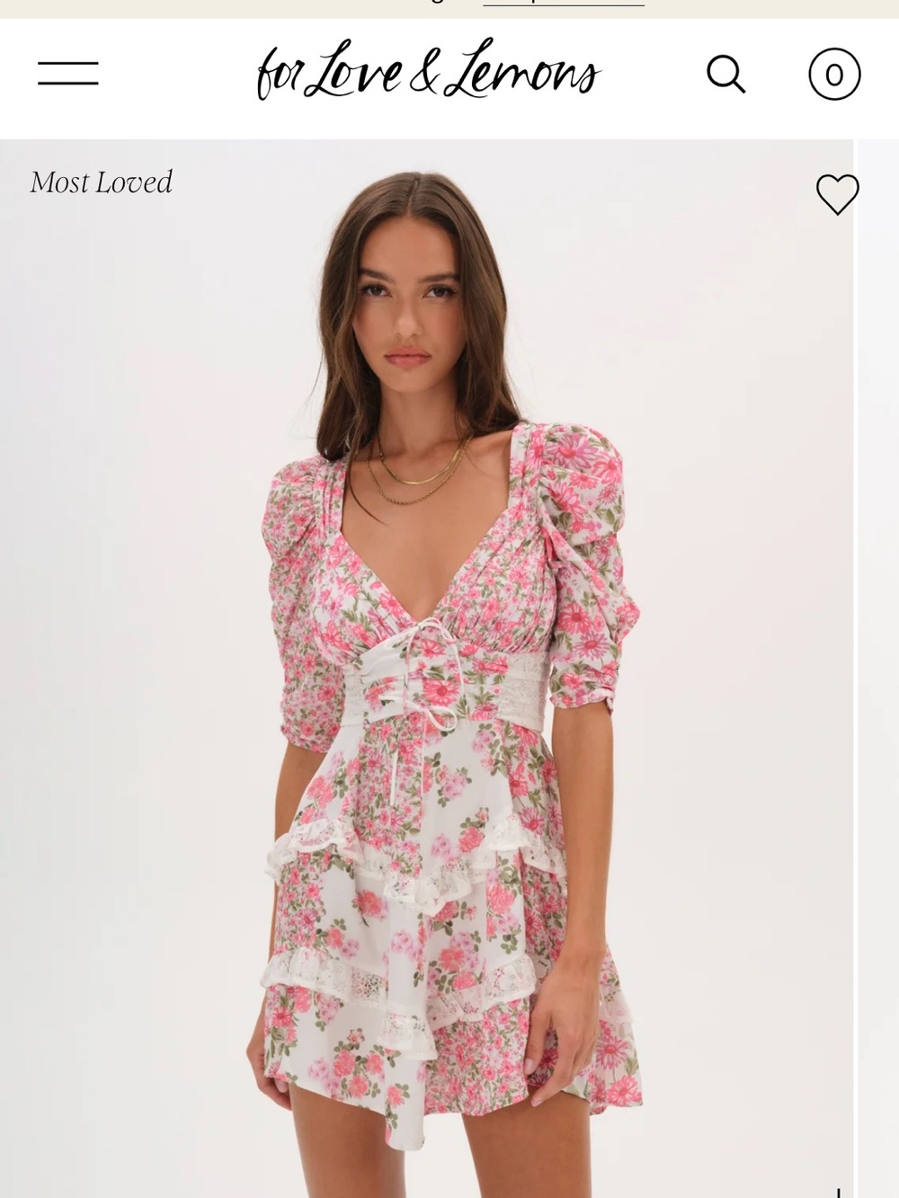 Rosalynn Love And Lemons Pink Floral Mini Dress with Lace Trim
